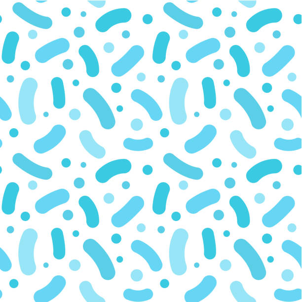 Vector seamless pattern of probiotics / prebiotics. Microflora background. Blue bifidobacteria Vector seamless pattern of probiotics / prebiotics. Microflora background. Blue bifidobacteria lactobacillus stock illustrations