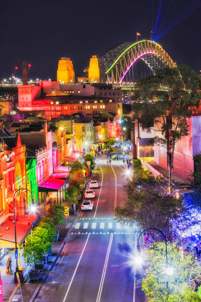 sy żywe skały 18 2 most vert - the rocks sydney harbor bridge sydney australia new south wales zdjęcia i obrazy z banku zdjęć