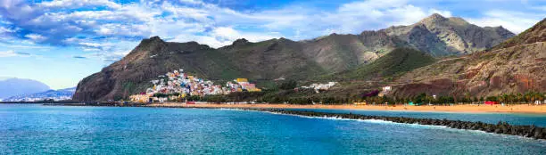 Photo of Amazing nature of volcanic Tenerife island - beautiful Las Teresitas beach, Canary islands of Spain