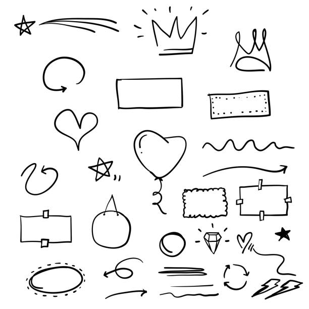 디자인 또는 텍스트 벡터에 대한 인포 그래픽 요소 일러스트레이션 낙서 - chart star shape square shape symbol stock illustrations