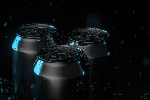 istock The rain drops fell on cans, cans with dark background, 3d rendering. 1195310139