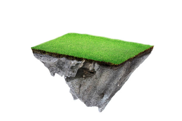istock round soil ground cross section with earth land and green grass. 1195319450