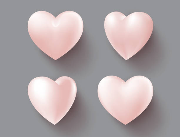 ilustrações de stock, clip art, desenhos animados e ícones de white heart valetines vector set. hearts white elements with 3d realistic shape isolated. - february three dimensional shape heart shape greeting