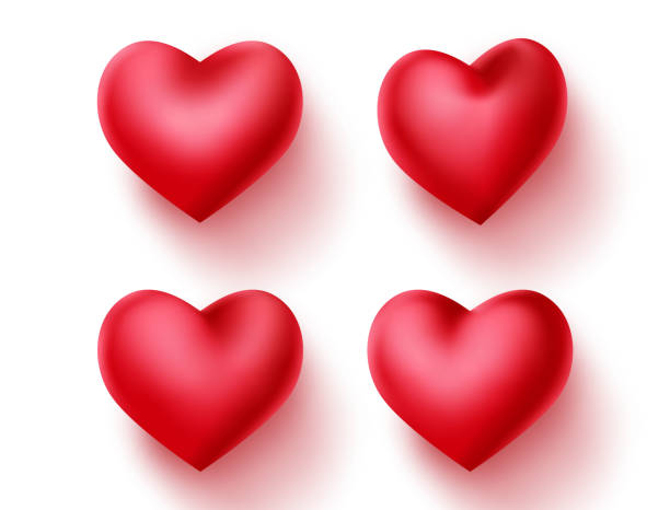 ハートバレンタインベクター�デコレーションセット。バレンタインサインとシンボルが隔離された赤いハート要素。 - white background love concepts shape点のイラスト素材／クリップアート素材／マンガ素材／アイコン素材