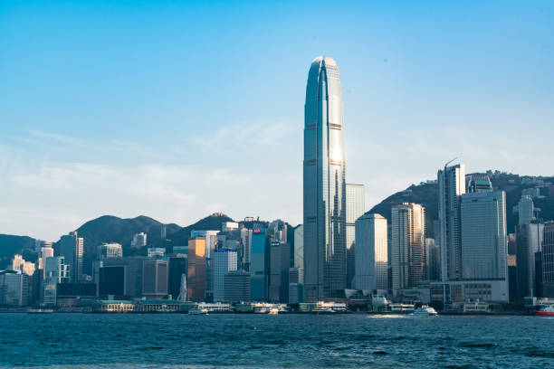 panoramę hongkongu - clear sky hong kong island hong kong china zdjęcia i obrazy z banku zdjęć