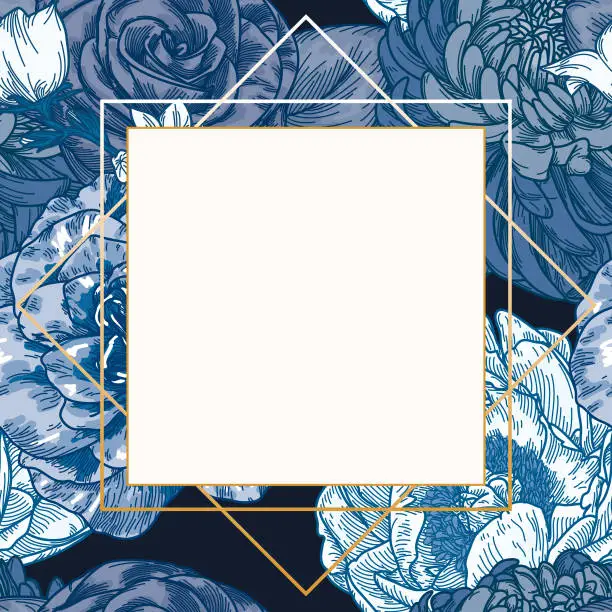 Vector illustration of Vintage Floral Frame with Gold Detail