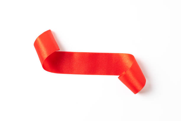 istock Red banners ribbons label on white background 1195358850