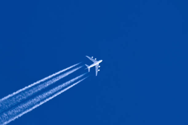 istock Trail from the plane in the blue sky. 1195362275