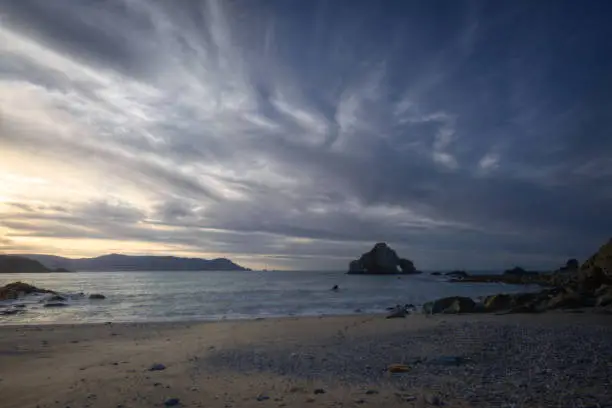 Photo of Dark clouded sunset on the beach