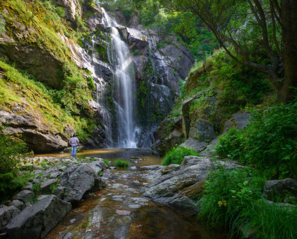 istock A person contemplating the A Toxa waterfall 1195367312