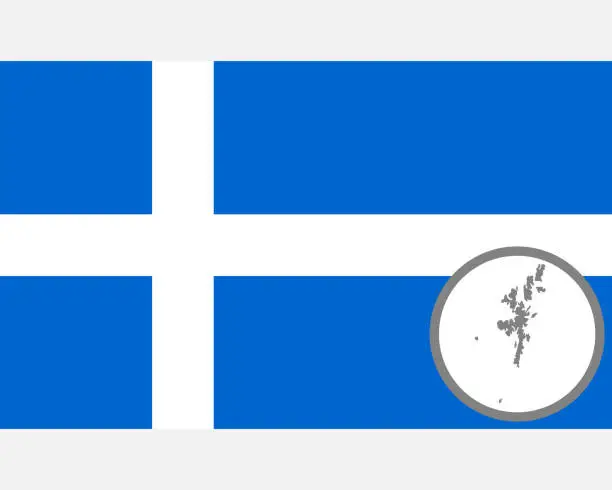 Vector illustration of Flag and map of Shetland