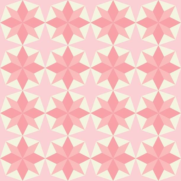 wektorowa różowa kołdra bez szwu powtarzać wzór tła z kształtem gwiazdy. - quilt textile patchwork pattern stock illustrations