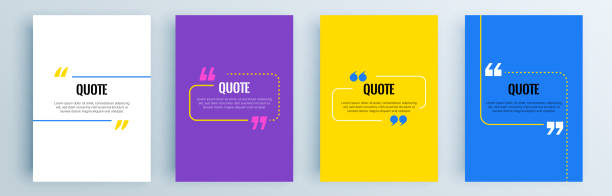 Quote frames blank templates set. Text in brackets, citation empty speech bubbles, quote bubbles. Textbox isolated on color background. Vector illustration. Quote frames blank templates set. Text in brackets, citation empty speech bubbles, quote bubbles. Textbox isolated on color background. Vector illustration. quotation mark stock illustrations