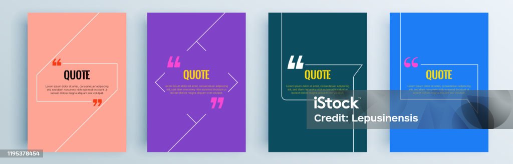 Quote frames blank templates set. Text in brackets, citation empty speech bubbles, quote bubbles. Textbox isolated on color background. Vector illustration. Speech Bubble stock vector