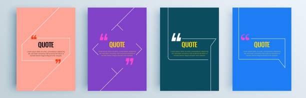 Quote frames blank templates set. Text in brackets, citation empty speech bubbles, quote bubbles. Textbox isolated on color background. Vector illustration. Quote frames blank templates set. Text in brackets, citation empty speech bubbles, quote bubbles. Textbox isolated on color background. Vector illustration. inspiration borders stock illustrations