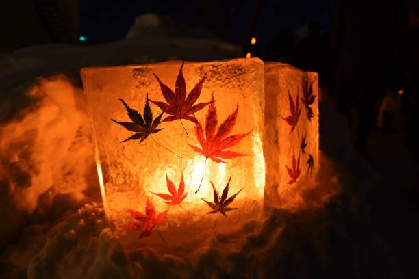 istock Candle light in ice and snow on Christmas day 1195380955