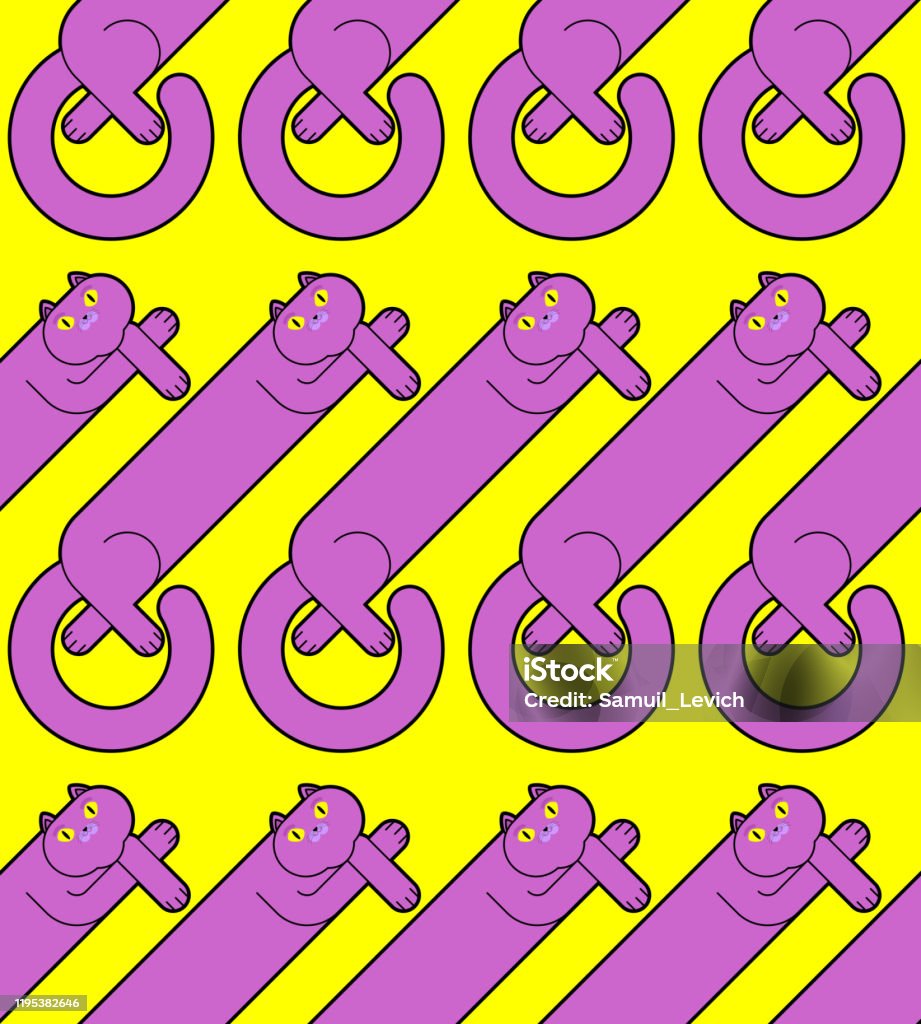 Long Cat Pattern Long Cat Pattern Seamless Cartoon Pet Background Baby Fabric Texture ...