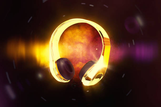 istock Gold Shiny Headphone 1195387929