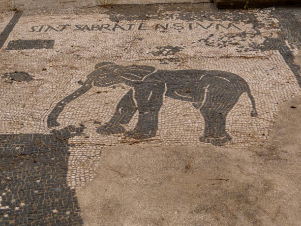 Ancient Roman Mosaics, Ostia Antica, Rome, Italy stock photo
