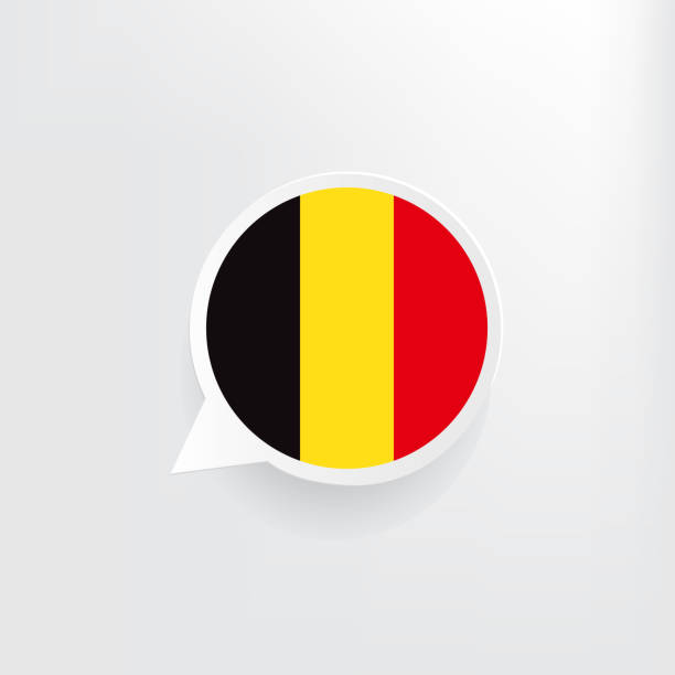 illustrazioni stock, clip art, cartoni animati e icone di tendenza di bolla di discorso bandiera belgio - bandiera del belgio