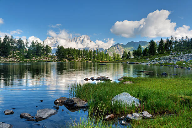Arpy lake, Aosta Valley stock photo
