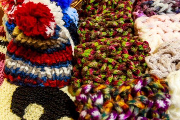 istock A pile of hand made winter shawls 1195403165