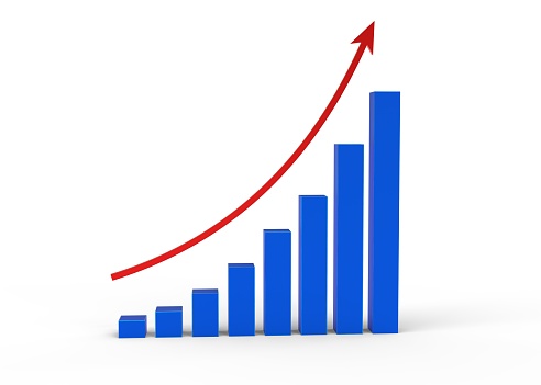 Growth arrow up and progress success business skill increase improvement graph