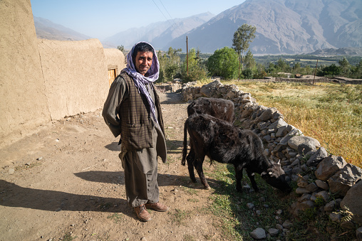 Eshkashem, Afghanistan, circa september 2019: Afghani man in Ishkashim city, Afghanistan.