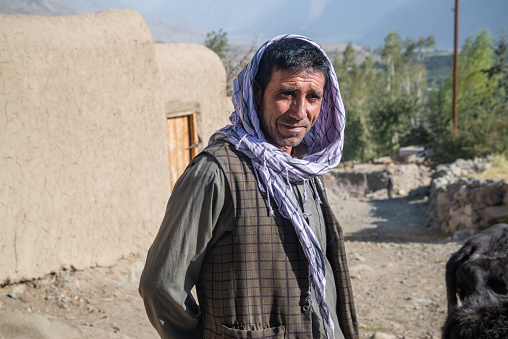 Eshkashem, Afghanistan, circa september 2019: Afghani man in Ishkashim city, Afghanistan.
