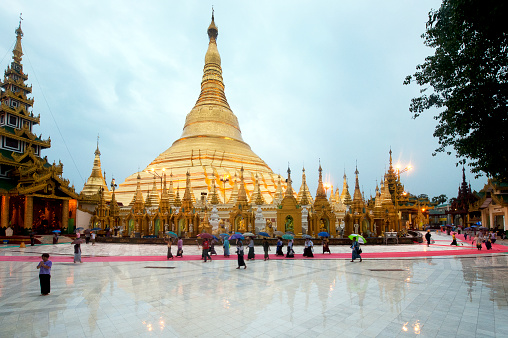 The Shwedagon Pagoda, Yangon, Myanmar. The Shwedagon Pagoda, or Shwedagon Zedi Daw or the Great Dagon Pagoda and the Golden Pagoda, a gilded group of religious stupa, the largest and oldest temple or pagoda in Myanmar, located on Singuttara Hill, Yangon, Myanmar