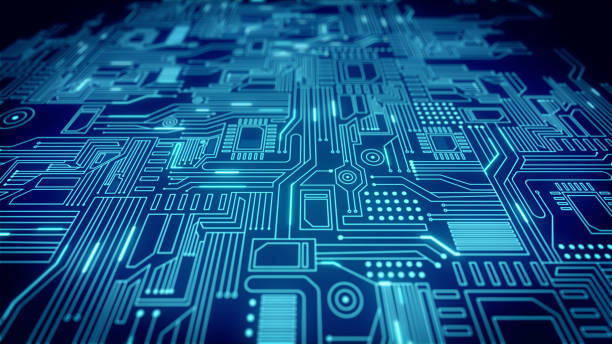Blue  Circuit Board Pattern Close Up - 4K Resolution - Loopable Computer Hacker, Technology, Artificial Intelligence, Abstract, Machine Learning machine learning photos stock pictures, royalty-free photos & images