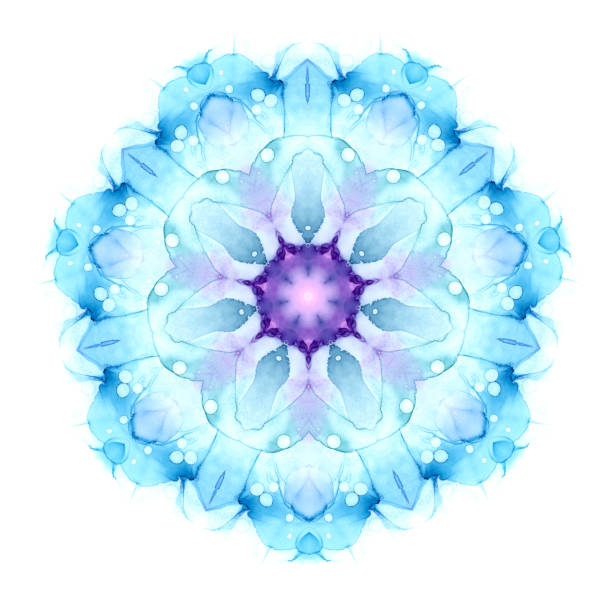 istock Delicate watercolor flower mandala pattern isolated on white background. Kaleidoscope effect. 1195411626