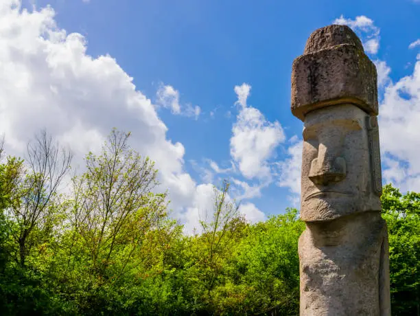 Photo of Moai sacred sculpture in Vitorchiamo, Latium region, central Italy