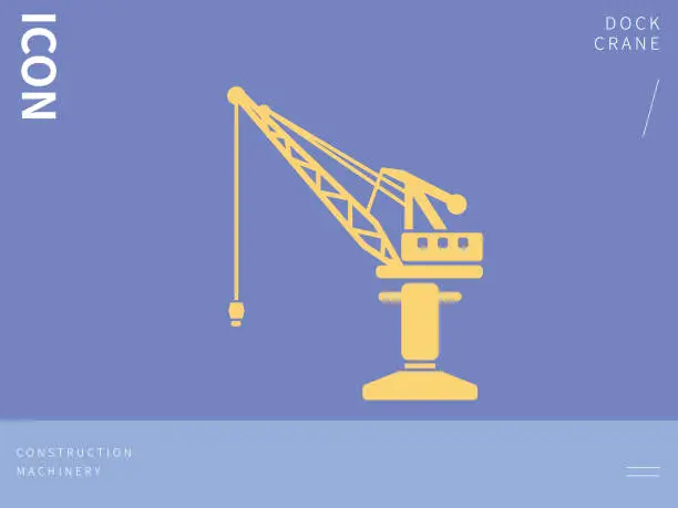 Vector illustration of Harbor, Crane - Construction Machinery vector icon.