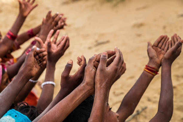 istock Poor Indian children asking for food, India 1195423161