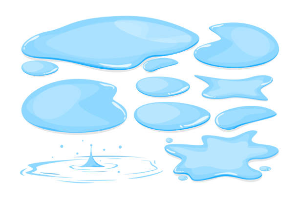 ilustrações de stock, clip art, desenhos animados e ícones de water puddle set vector isolated - puddle