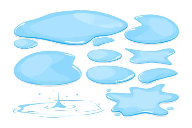 Vector illustration of Water puddle set vector isolated