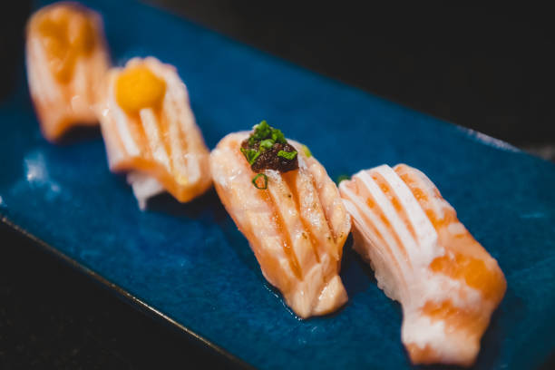 istock Salmon belly sushi set. 1195424221