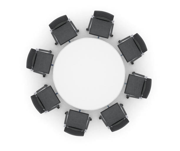istock Office Chairs Meeting with Table in Top View 1195424397
