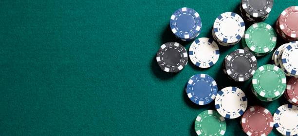 istock Poker table in casino top view 1195432101