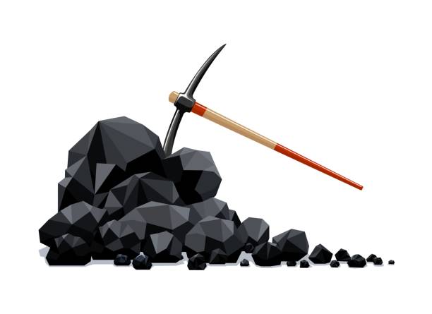 石炭塊とつるはし - 鉱山点のイラスト素材／クリップアート素材／マンガ素材／アイコン素材