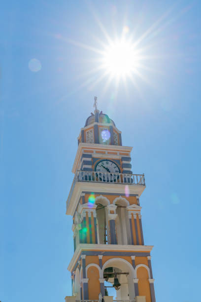 istock Sun bursts over landmark church bell tower. 1195436416