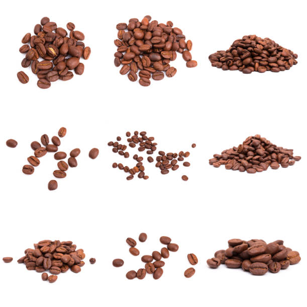 istock set of roasted coffee beans. Isolated on a white background. 1195436705
