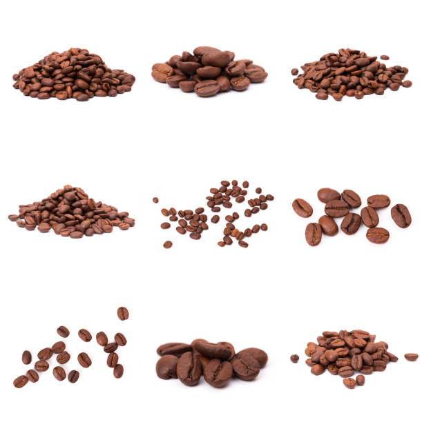 istock set of roasted coffee beans. Isolated on a white background. 1195436968
