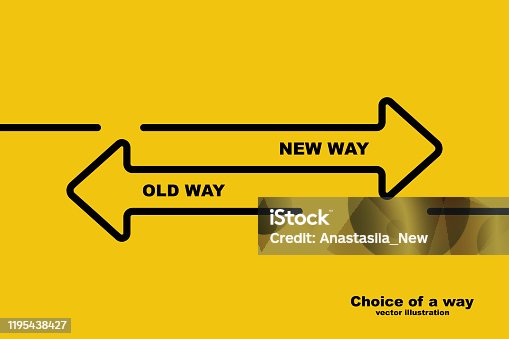 istock Choice of a way. Old road or new way. 1195438427