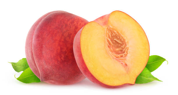 istock Isolated peach fruits 1195438516