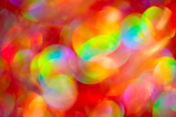 Red glitter vintage lights background. defocused