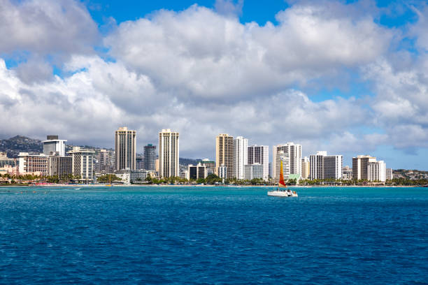 istock Waikiki Beach in Spring Viewed from the Ocean 3 1195447434