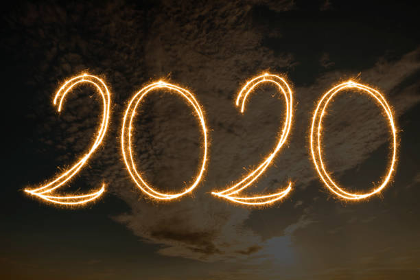 istock Happy New Year 2020 with Sparklers Squib 1195449861