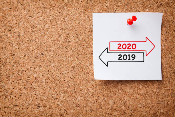 istock White Sticky Note With Old Year or New Year 2020 And Red Push Pin On Cork Board 1195451003